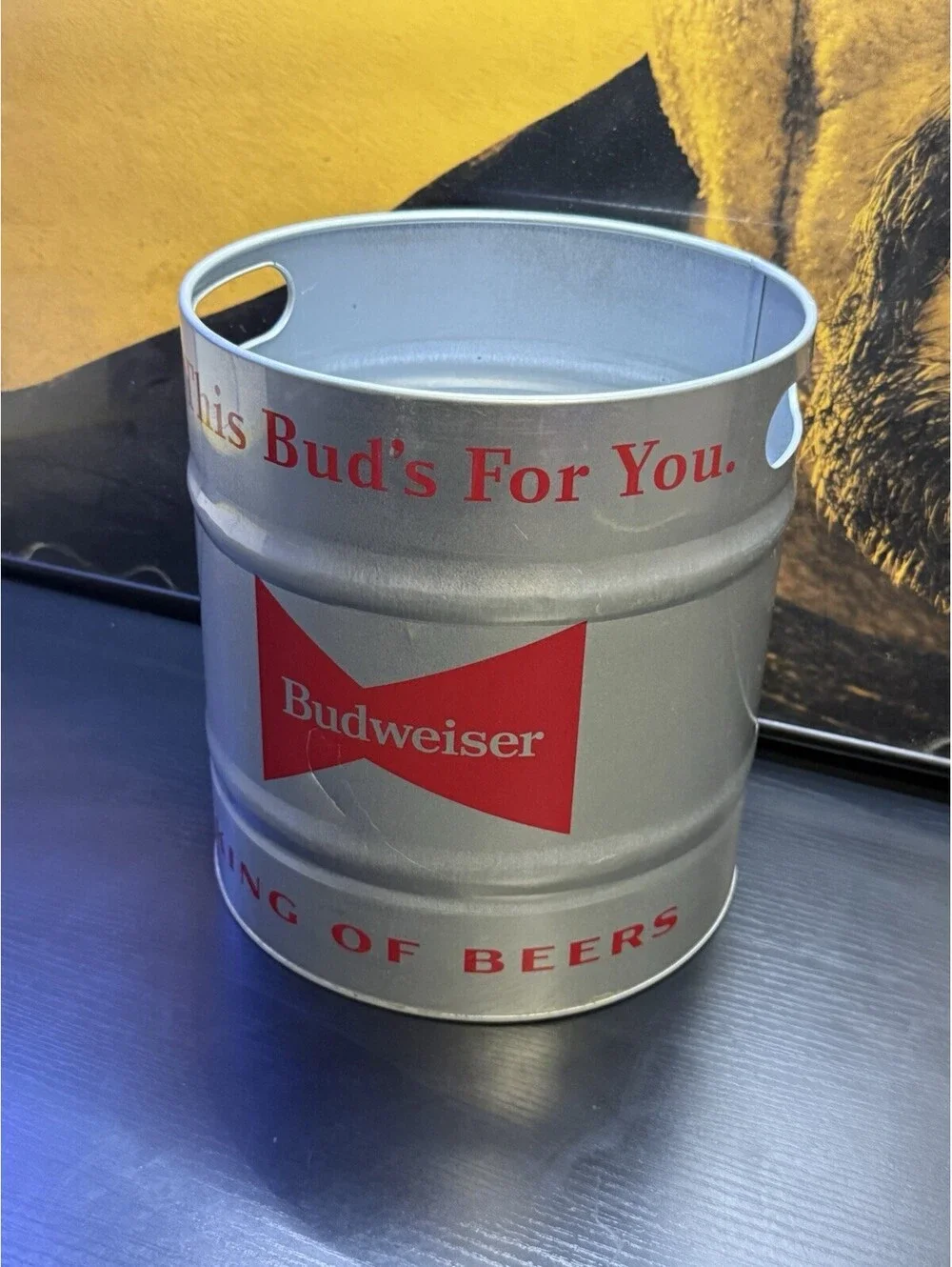 Budweiser Metal Keg Ice Bucket This Bud’s For You Beer Tub Barware 2022